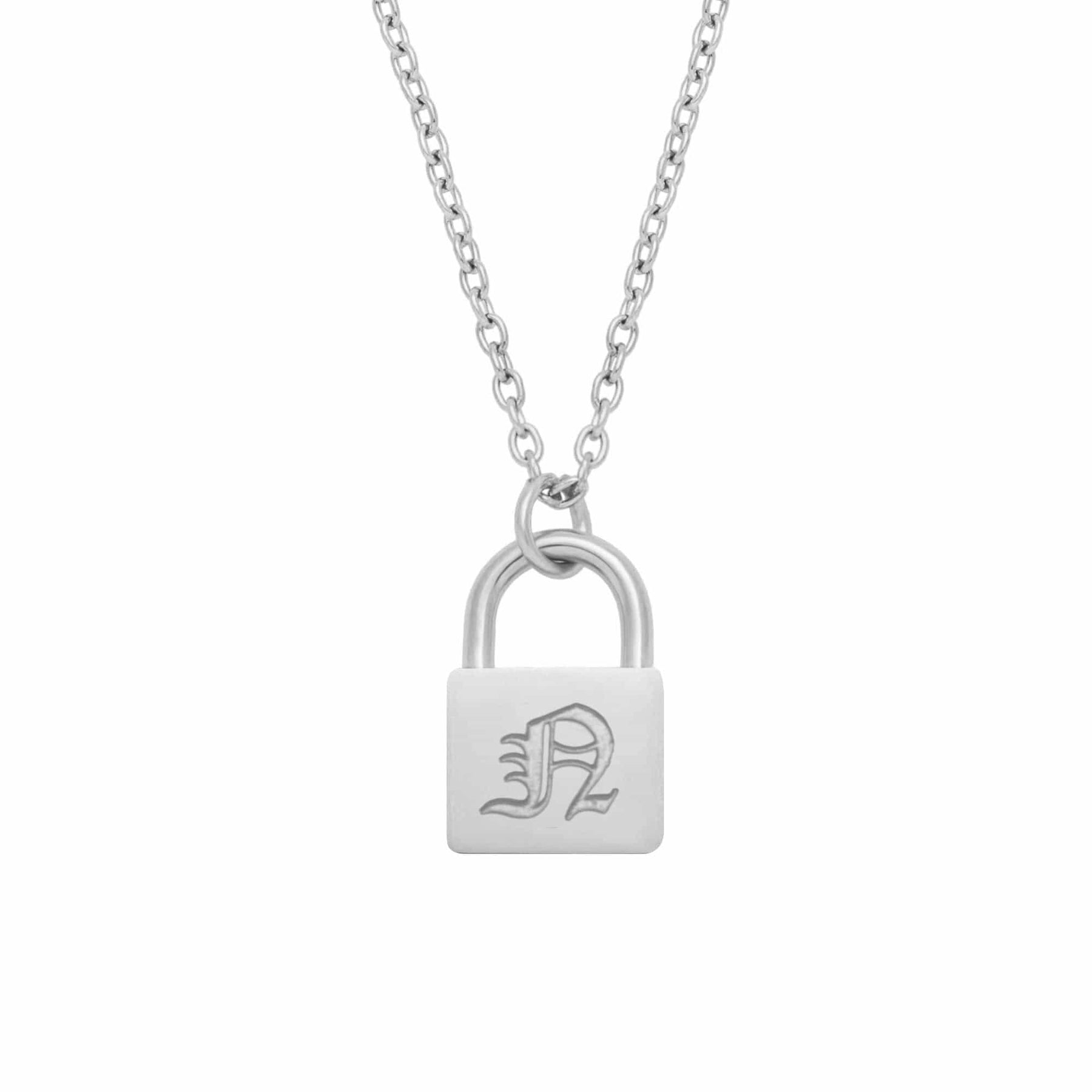 Urbanti Stainless Steel Padlock Gothic Initial Necklace