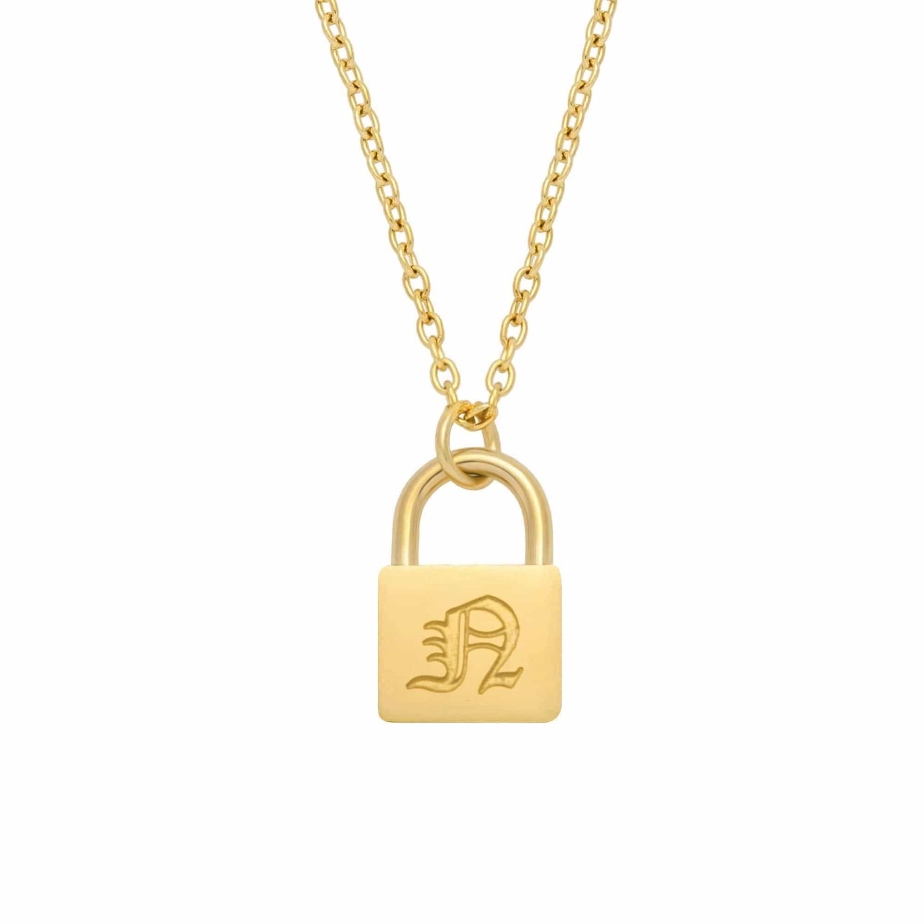 Urbanti Stainless Steel Padlock Gothic Initial Necklace