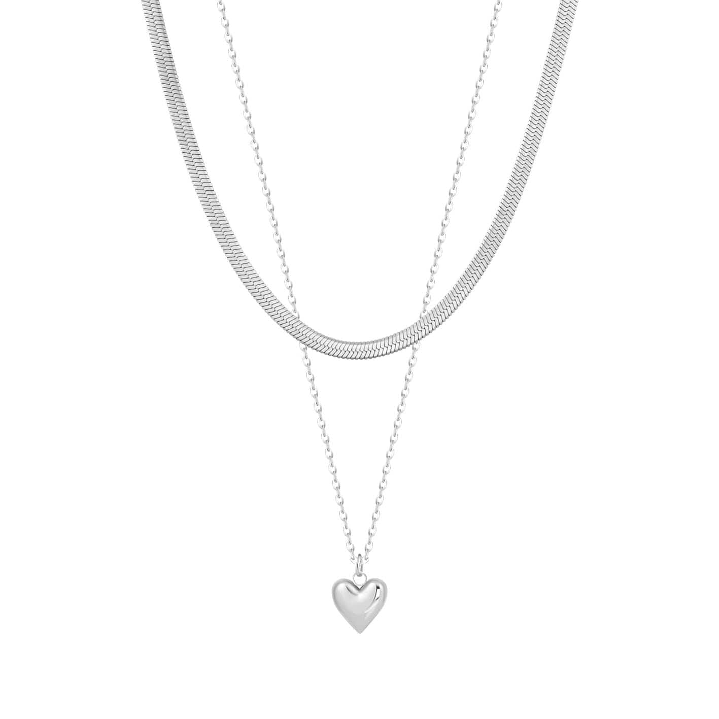 Urbanti Stainless Steel Paulina Bubble Heart Layered Necklace