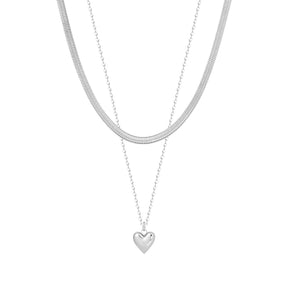 Urbanti Stainless Steel Paulina Bubble Heart Layered Necklace