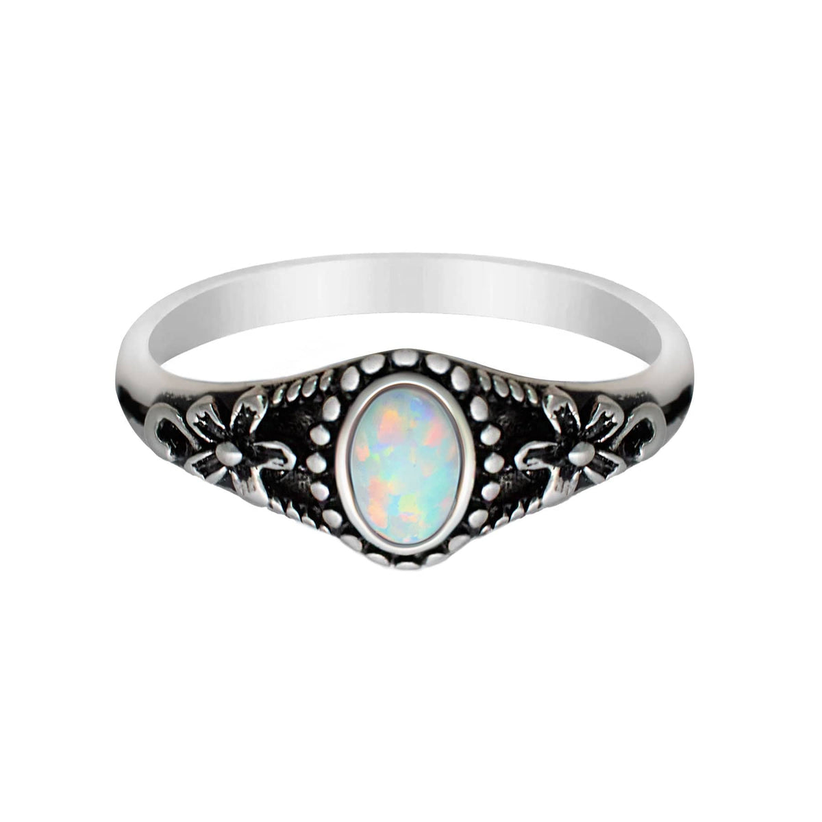 Urbanti Stainless Steel Petal Opal Ring