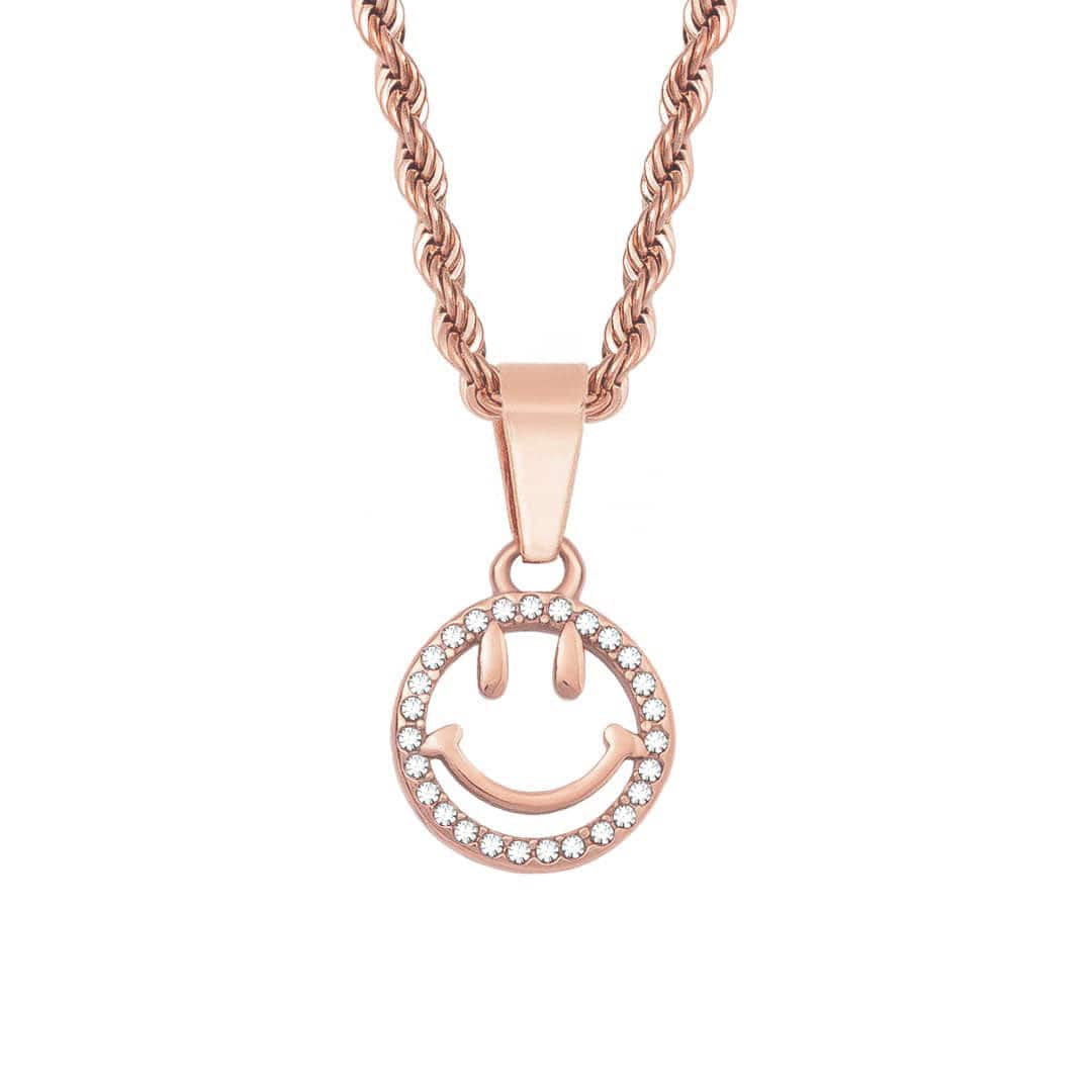 Urbanti Stainless Steel Phoebe Smiley Necklace Rose Gold