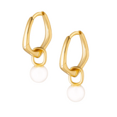 Urbanti Stainless Steel Pia Pearl Hoop Earrings