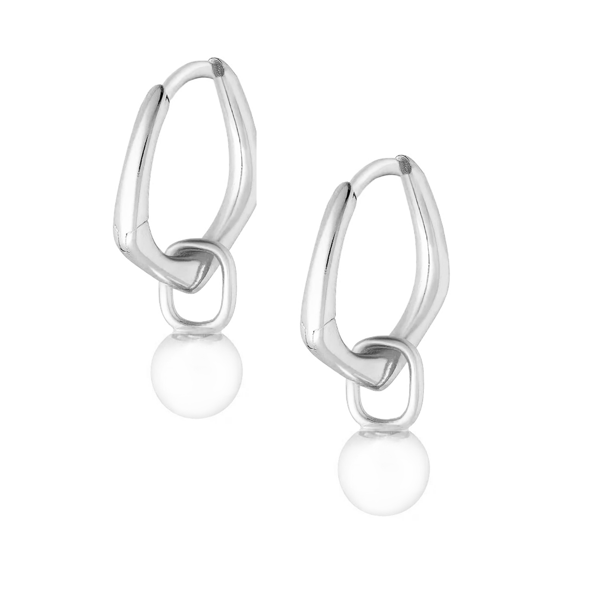 Urbanti Stainless Steel Pia Pearl Hoop Earrings