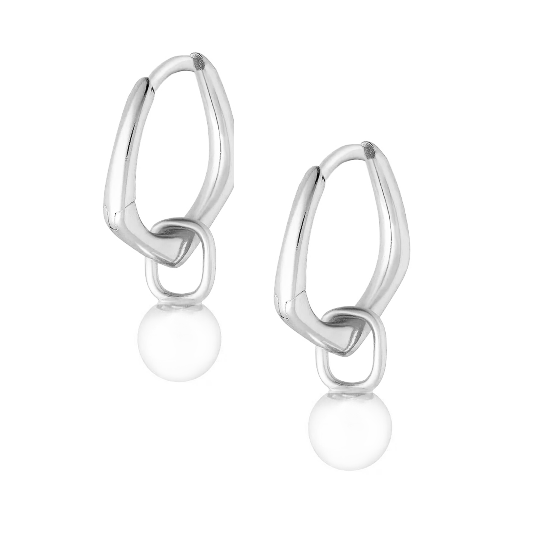 Urbanti Stainless Steel Pia Pearl Hoop Earrings