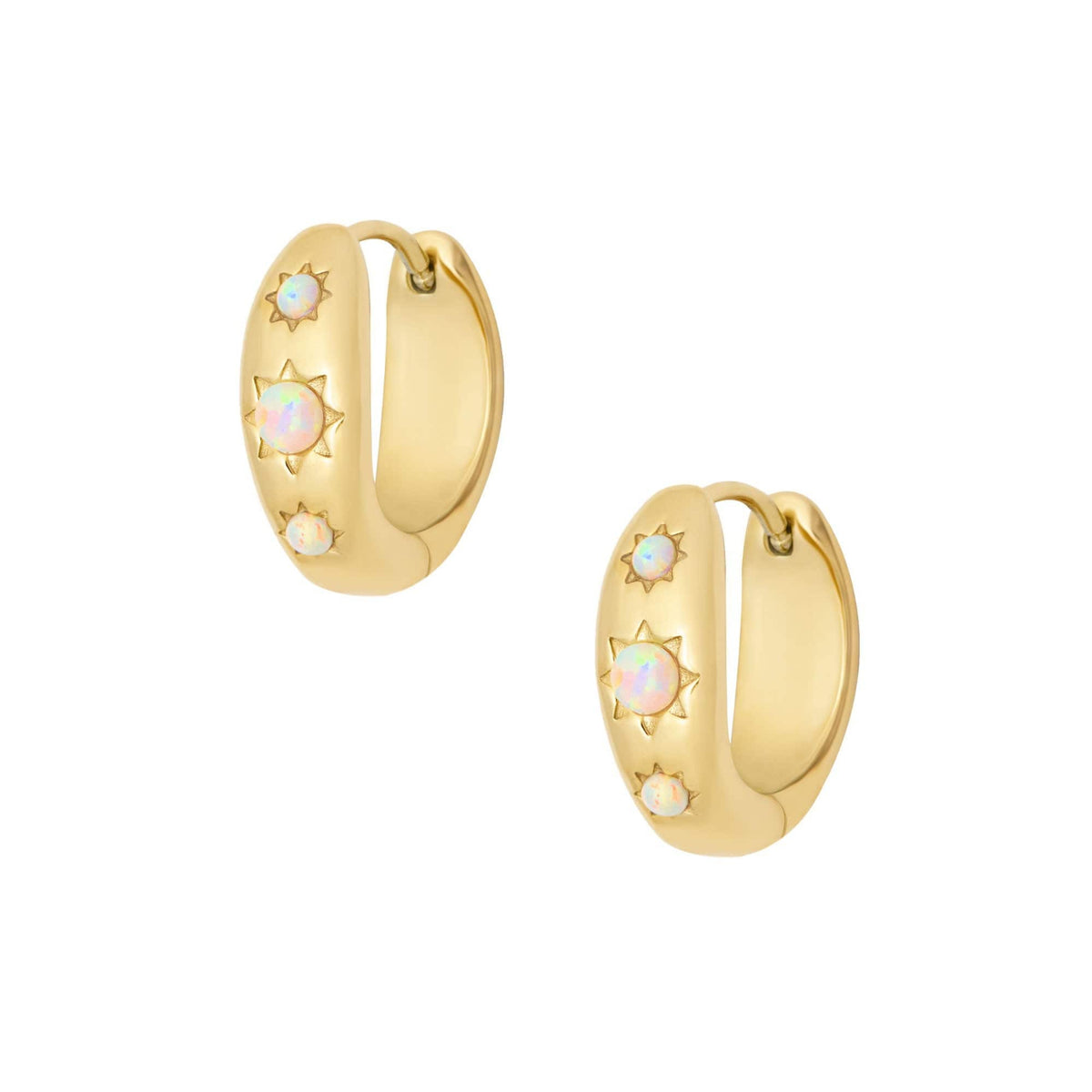 Urbanti Stainless Steel Pisa Opal Hoop Earrings