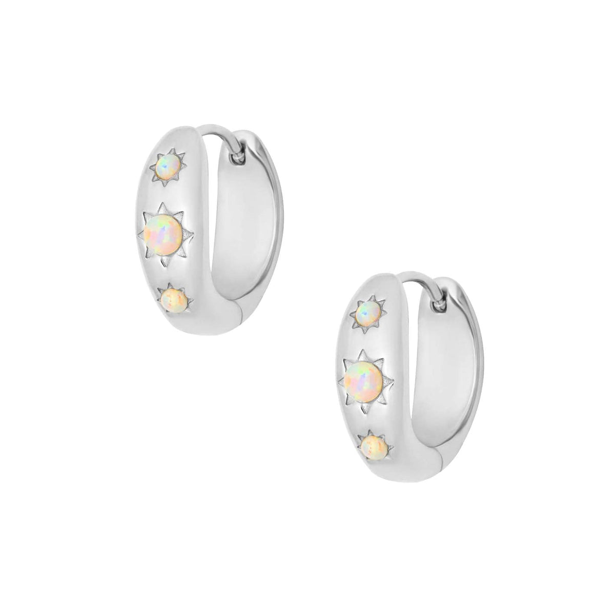 Urbanti Stainless Steel Pisa Opal Hoop Earrings