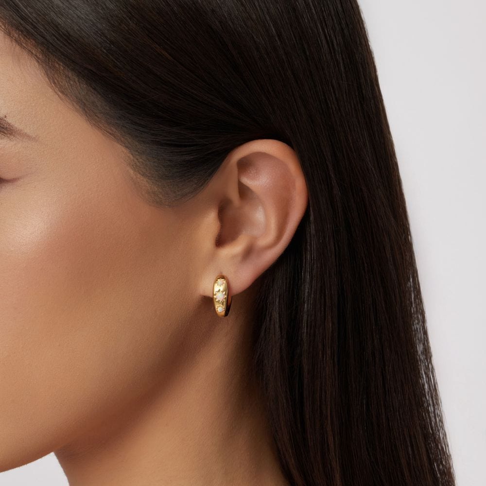 Urbanti Stainless Steel Pisa Opal Hoop Earrings