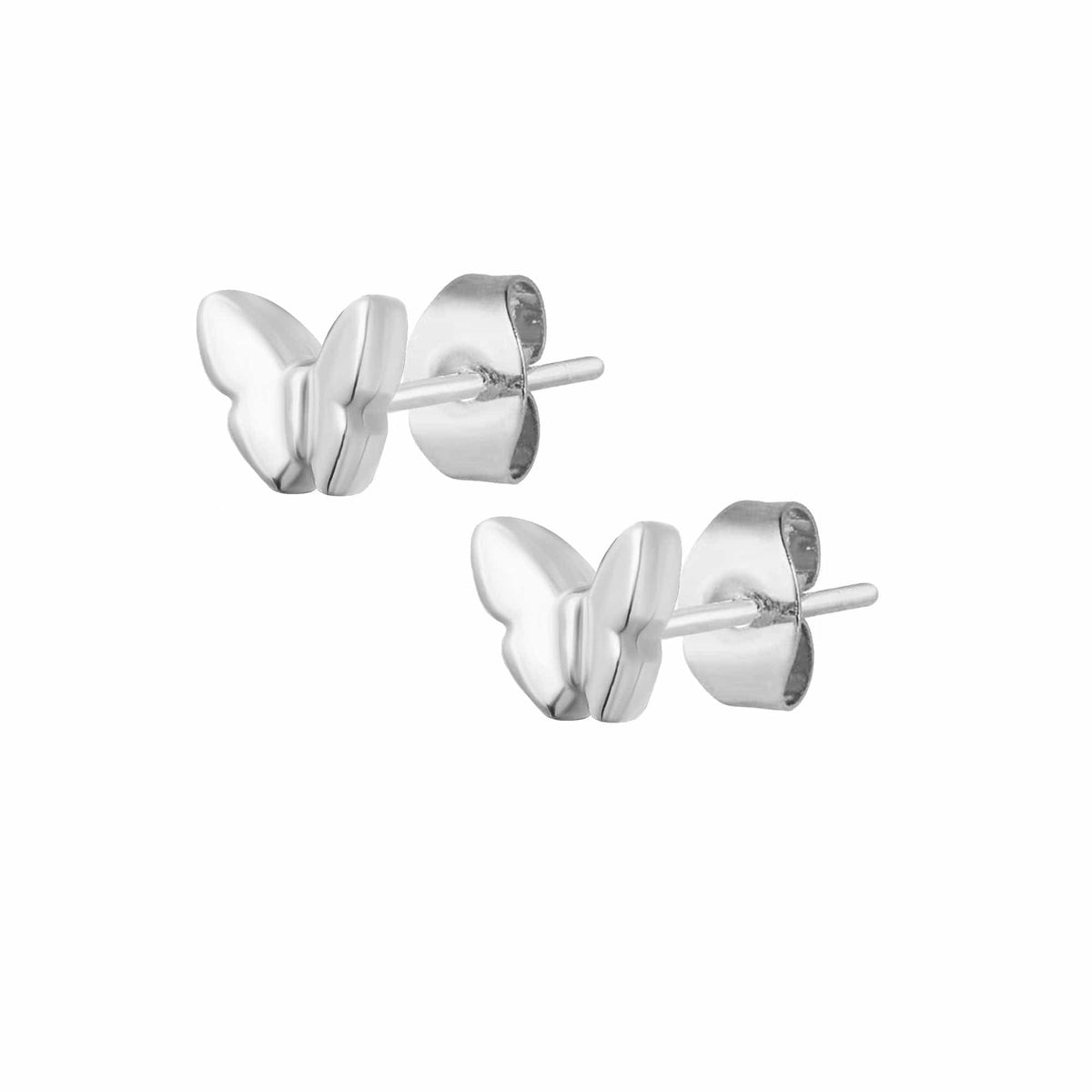 Urbanti Stainless Steel Posie Butterfly Stud Earrings Silver