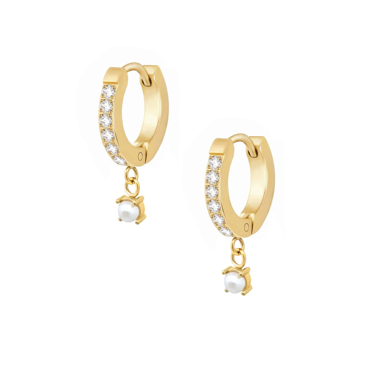 Urbanti Stainless Steel Priscilla Pearl Hoop Earrings