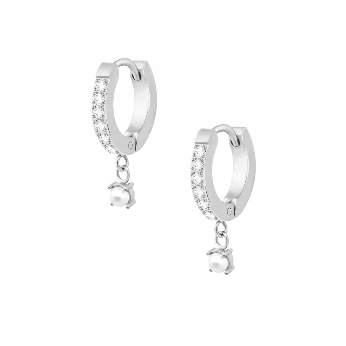 Urbanti Stainless Steel Priscilla Pearl Hoop Earrings