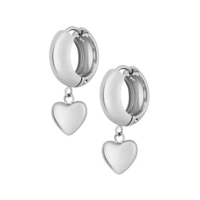 Urbanti Stainless Steel Puffy Heart Hoop Earrings