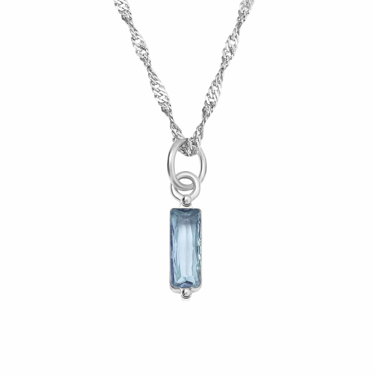 Urbanti Stainless Steel Quartet Birthstone Necklace Silver / March