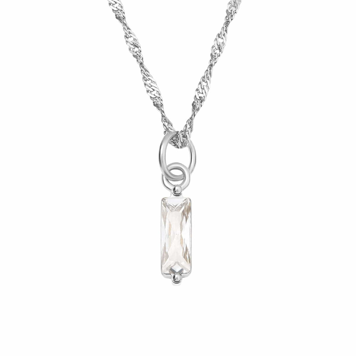 Urbanti Stainless Steel Quartet Birthstone Necklace Silver / April
