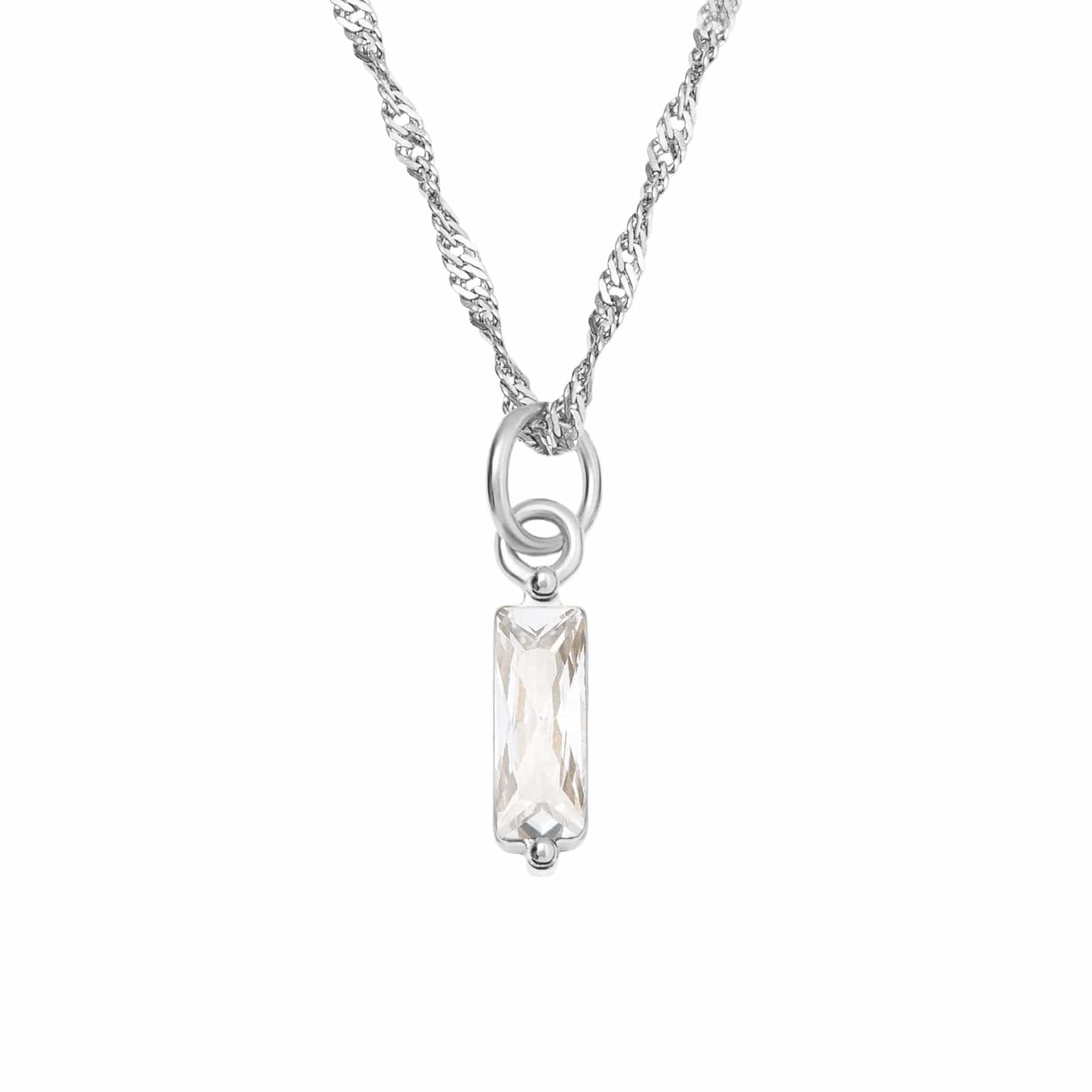 Urbanti Stainless Steel Quartet Birthstone Necklace Silver / April