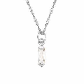 Urbanti Stainless Steel Quartet Birthstone Necklace Silver / April