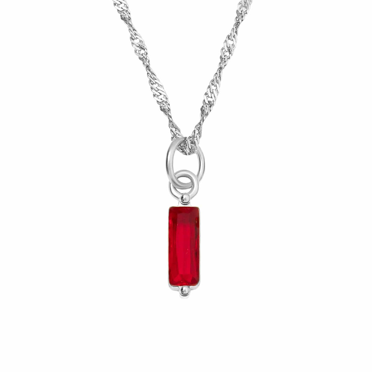 Urbanti Stainless Steel Quartet Birthstone Necklace Silver / July
