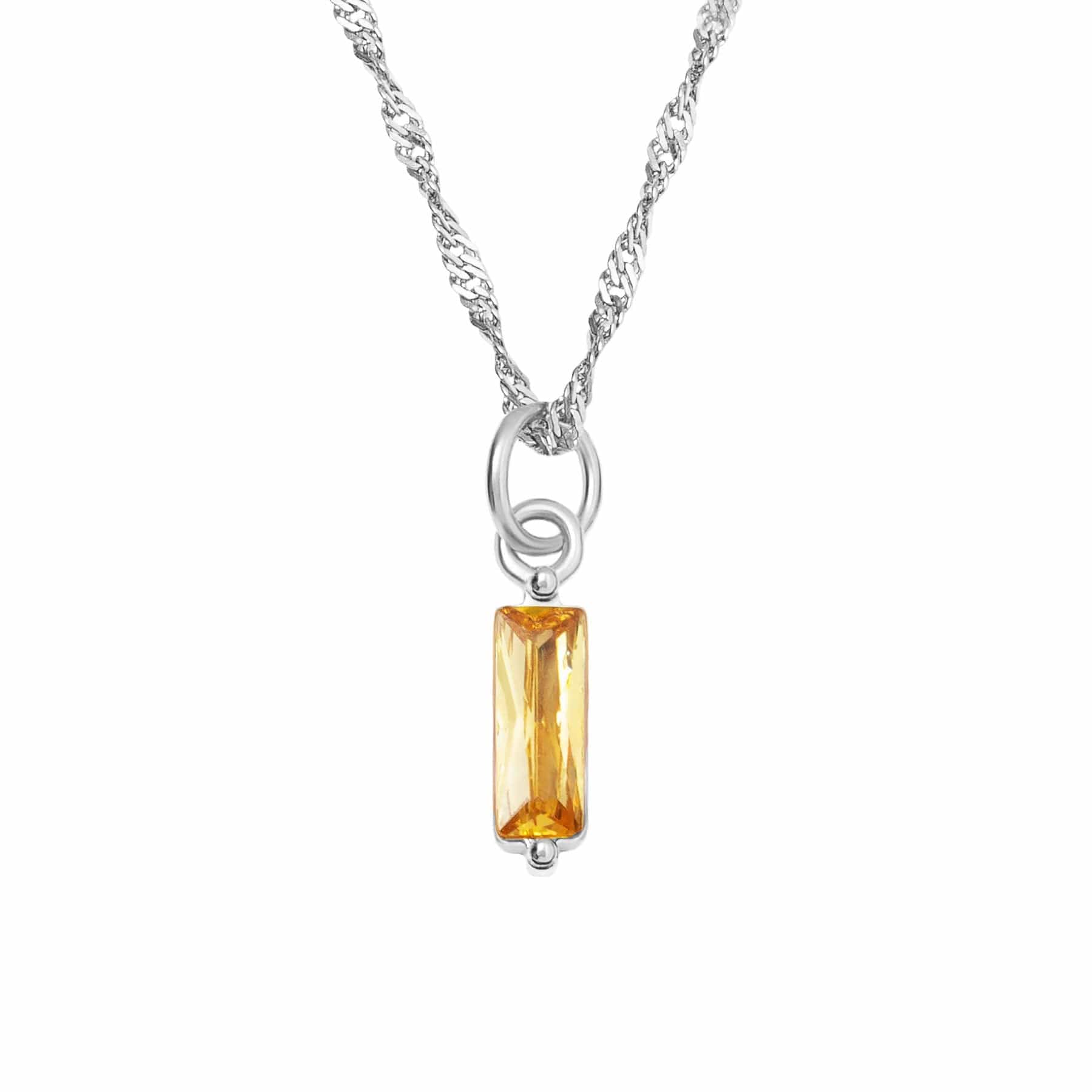 Urbanti Stainless Steel Quartet Birthstone Necklace Silver / November