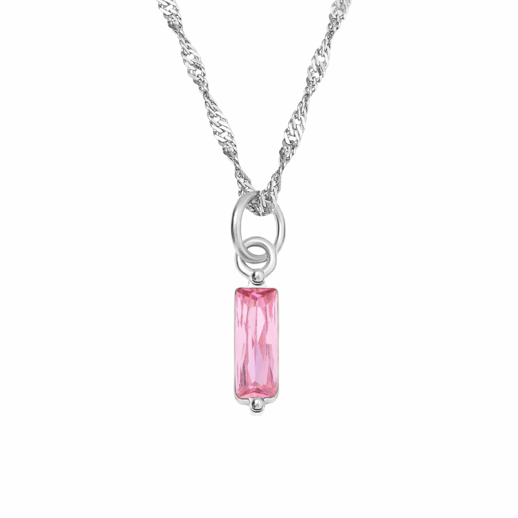 Urbanti Stainless Steel Quartet Birthstone Necklace Silver / October