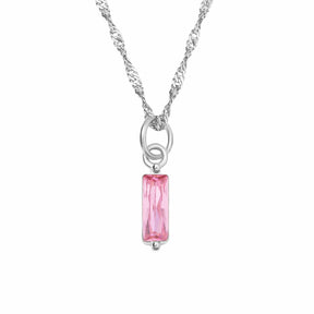 Urbanti Stainless Steel Quartet Birthstone Necklace Silver / October