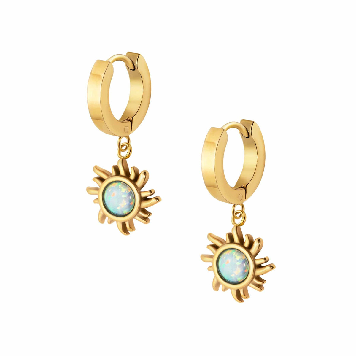 Urbanti Stainless Steel Rae Opal Hoop Earrings Gold