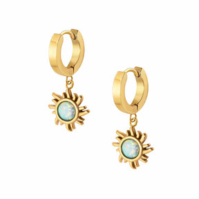 Urbanti Stainless Steel Rae Opal Hoop Earrings Gold