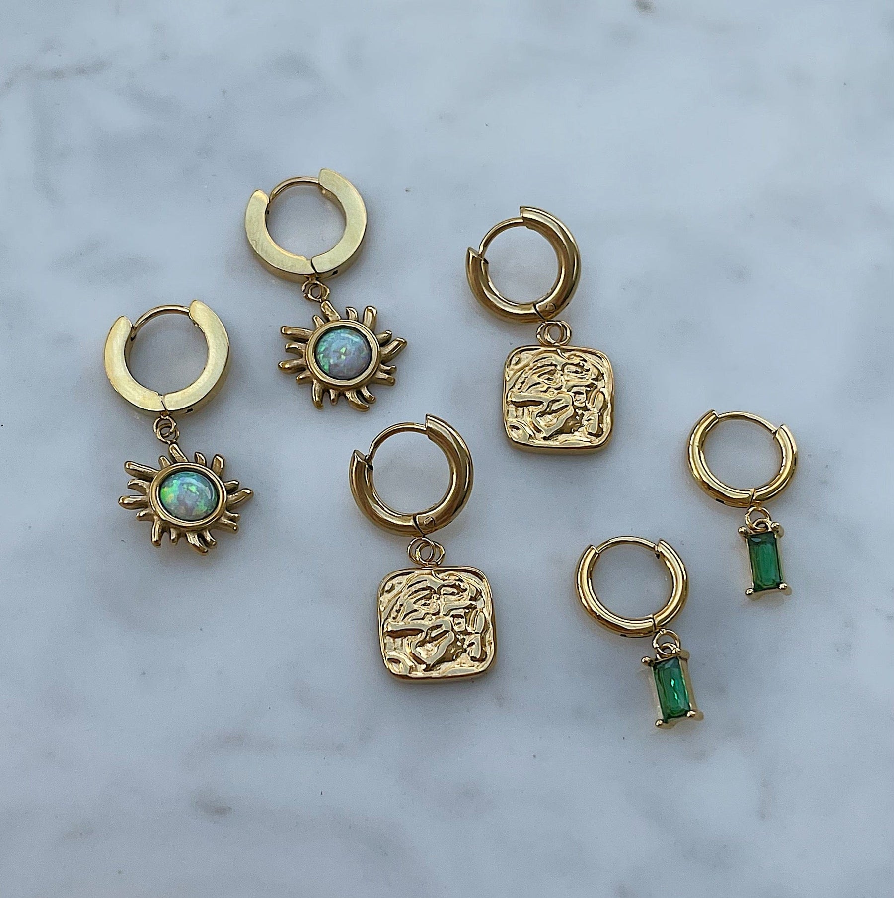 Urbanti Stainless Steel Rae Opal Hoop Earrings Gold