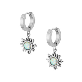 Urbanti Stainless Steel Rae Opal Hoop Earrings Silver
