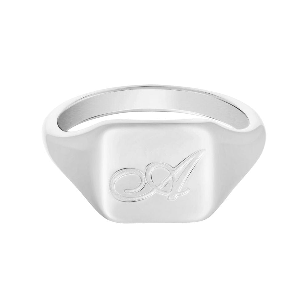 Urbanti Stainless Steel Raina Initial Signet Ring
