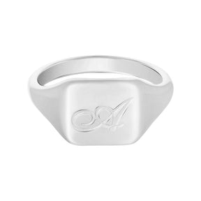 Urbanti Stainless Steel Raina Initial Signet Ring