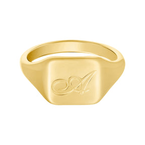 Urbanti Stainless Steel Raina Initial Signet Ring