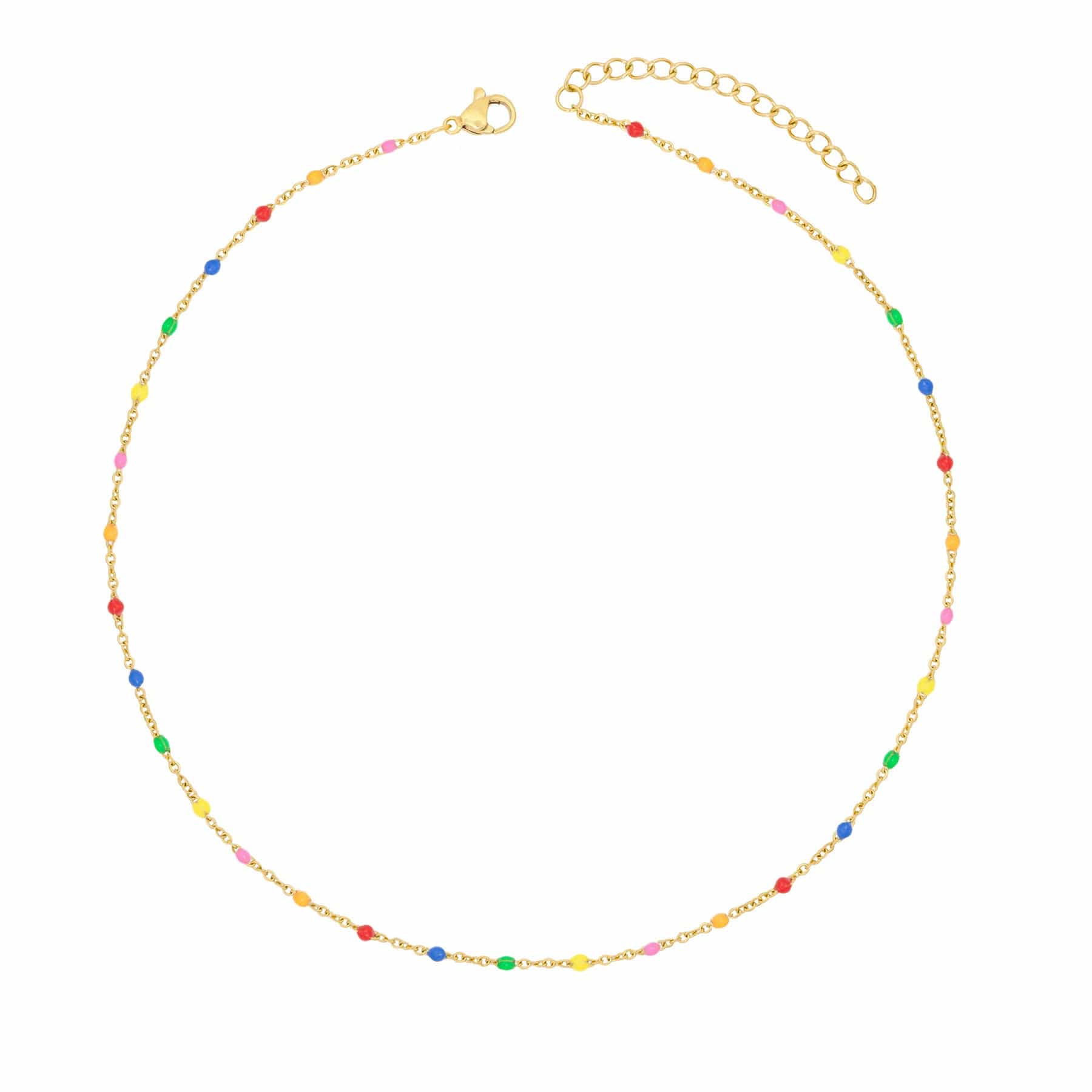 Urbanti Stainless Steel Rainbow Beaded Necklace Gold
