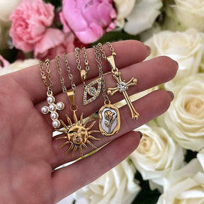 Urbanti Stainless Steel Ray Of Sunshine Necklace Gold