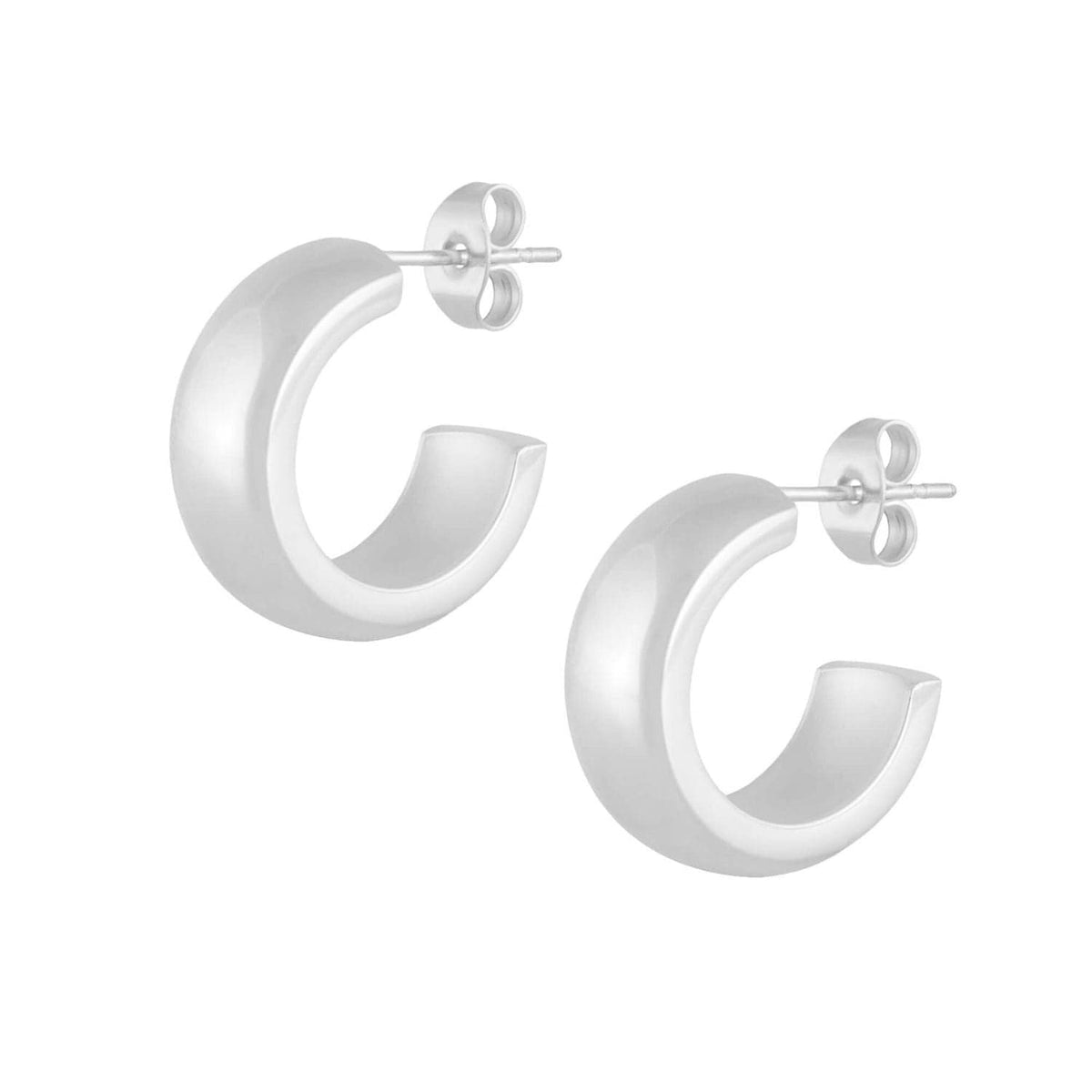 Urbanti Stainless Steel Reagan Hoop Earrings Silver