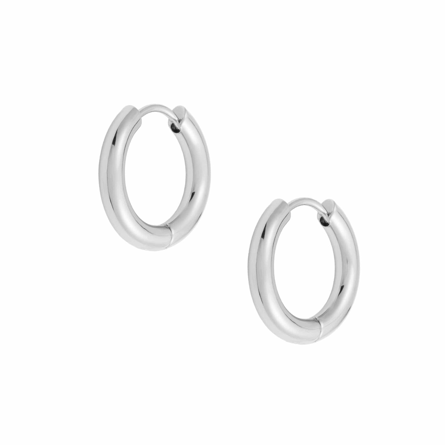 Urbanti Stainless Steel Riley Hoop Earrings Silver / 12mm