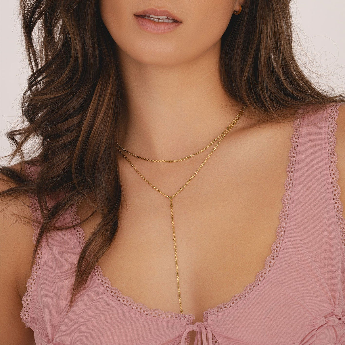 Urbanti Stainless Steel Robyn Layered Lariat Necklace