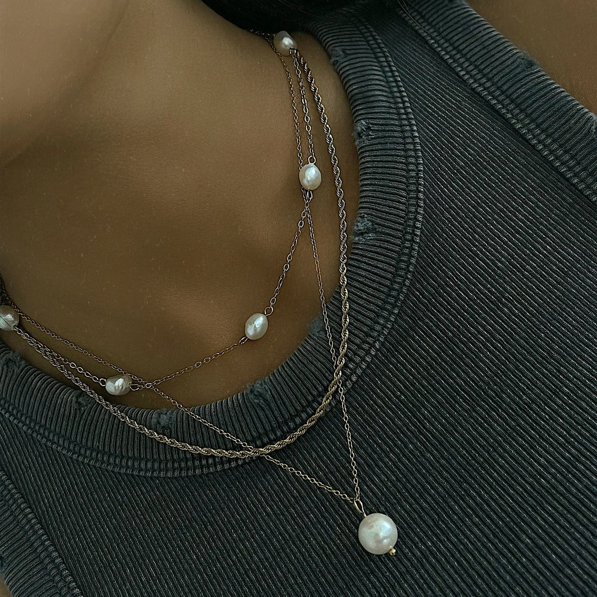 Urbanti Stainless Steel Michelle Rope Necklace Gold