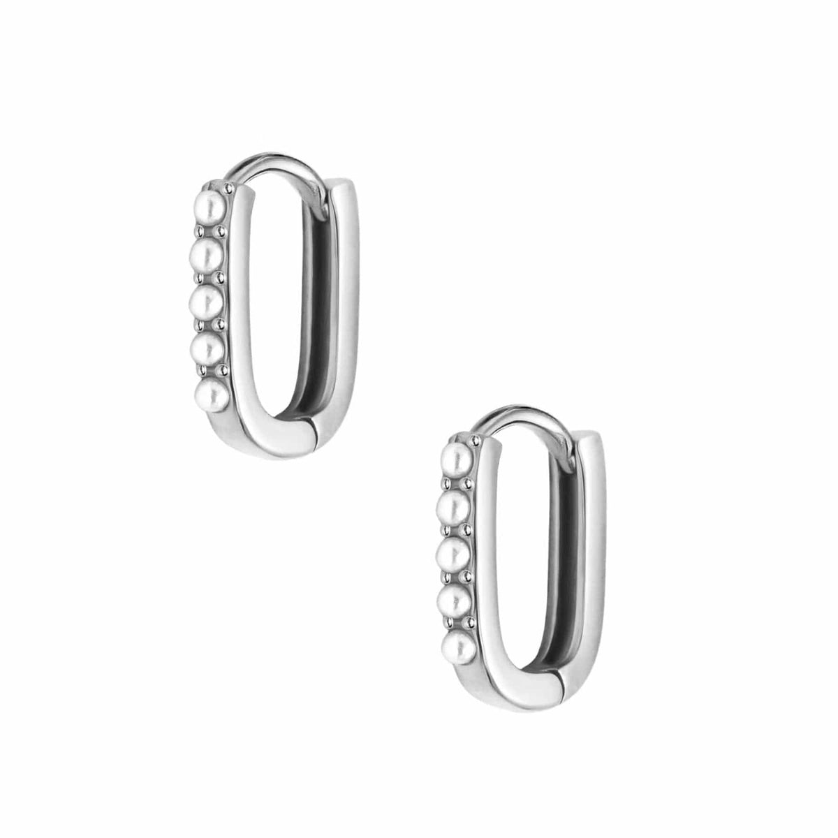 Urbanti Stainless Steel Rosalie Pearl Hoop Earrings