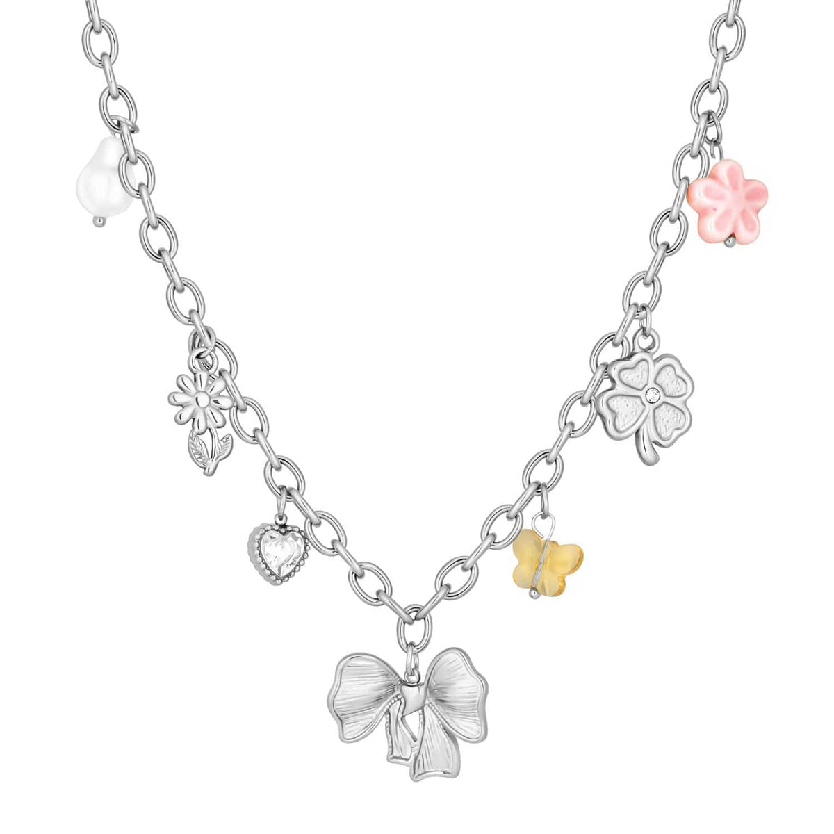 Urbanti Stainless Steel Scarlett Bow Charm Necklace