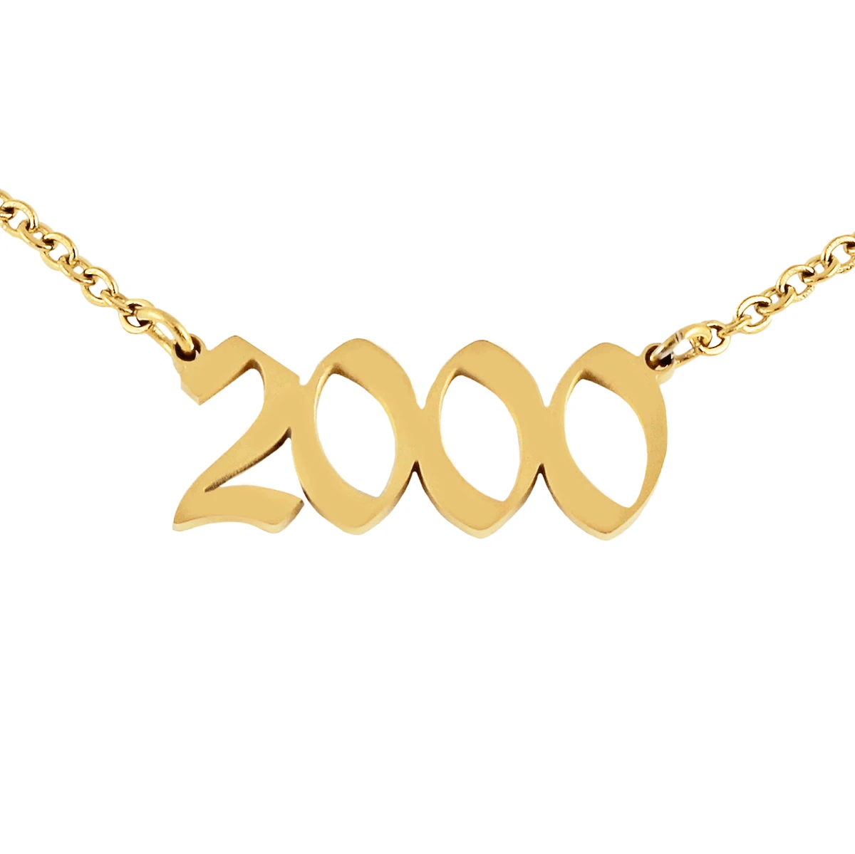 Urbanti Stainless Steel Script Year Choker Necklace Gold / 1991