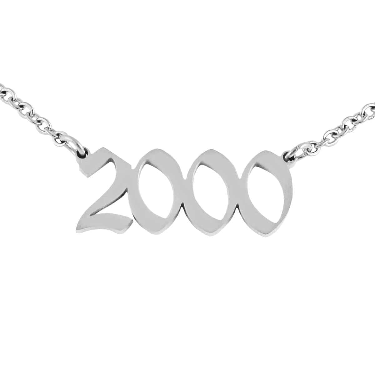 Urbanti Stainless Steel Script Year Choker Necklace Silver / 1990