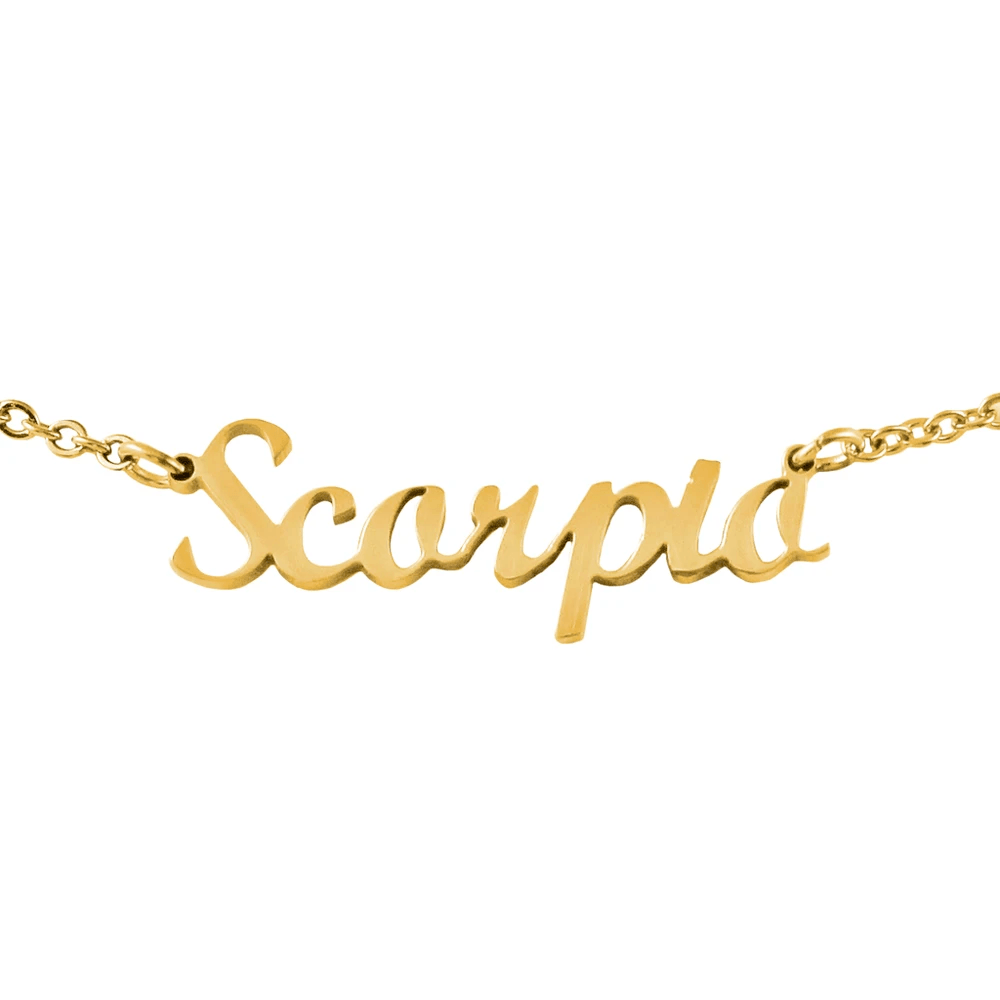 Urbanti Stainless Steel Script Zodiac Choker Necklace Gold / Capricorn