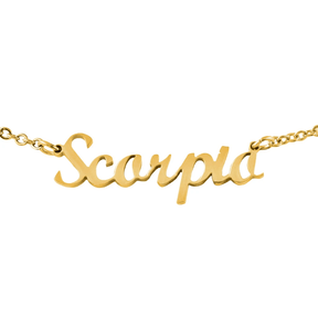 Urbanti Stainless Steel Script Zodiac Choker Necklace Gold / Capricorn
