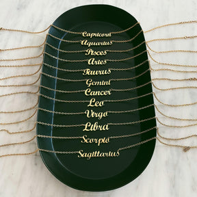 Urbanti Stainless Steel Script Zodiac Choker Necklace