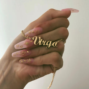 Urbanti Stainless Steel Script Zodiac Choker Necklace