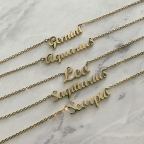 Urbanti Stainless Steel Script Zodiac Choker Necklace