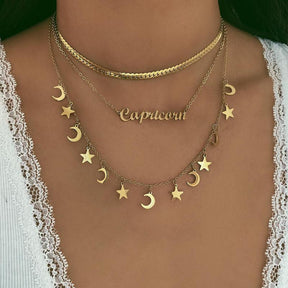 Urbanti Stainless Steel Script Zodiac Choker Necklace