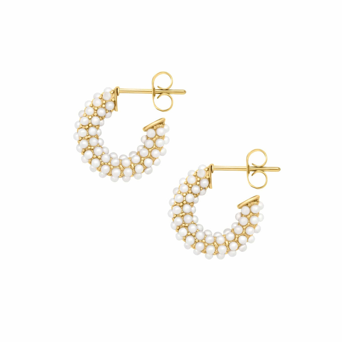 Urbanti Stainless Steel Senorita Pearl Hoop Earrings