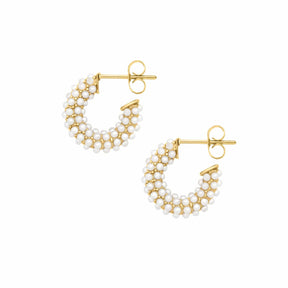 Urbanti Stainless Steel Senorita Pearl Hoop Earrings