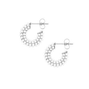 Urbanti Stainless Steel Senorita Pearl Hoop Earrings